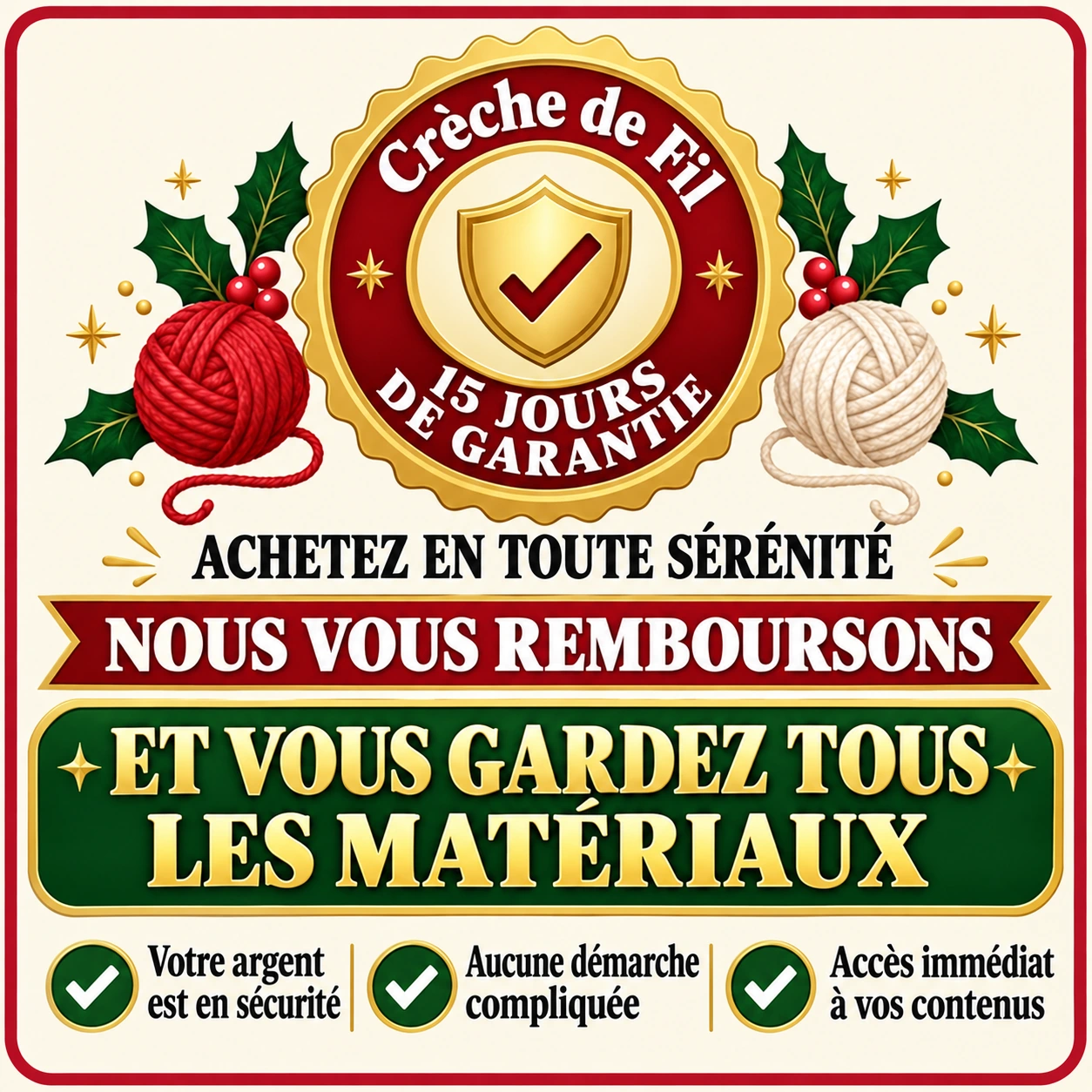 Achat 100% sans risque : garantie 15 jours. Nous vous remboursons et vous conservez tout le matériel.